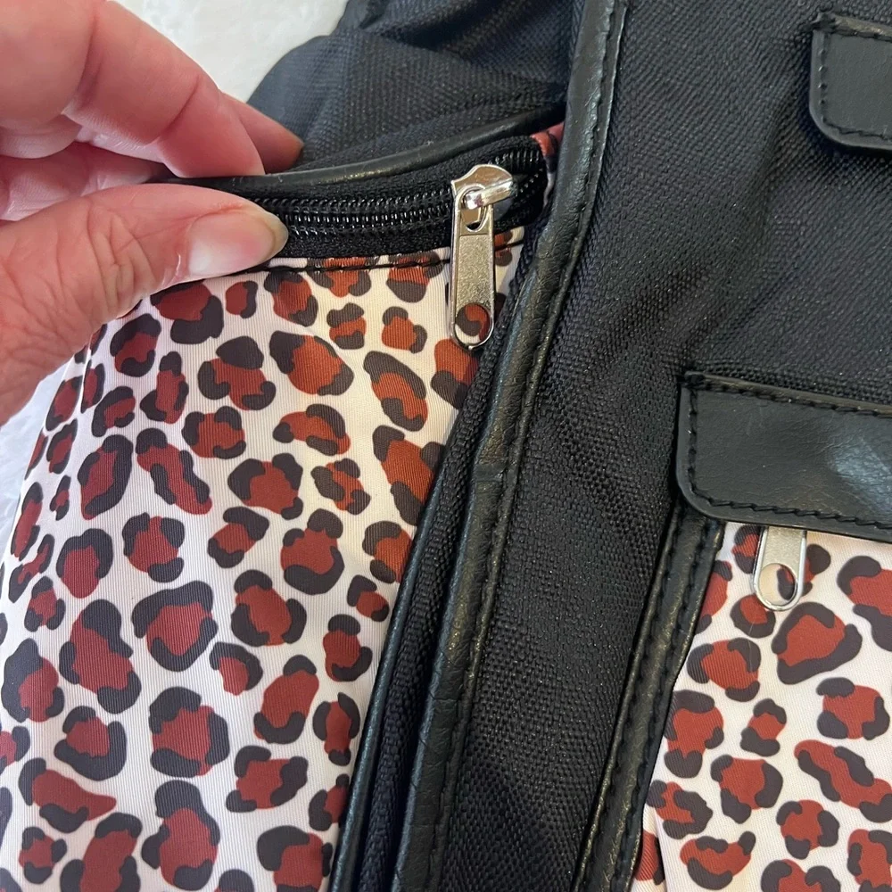Kalencom Nola Tote Black and Leopard Print Diaper Bag